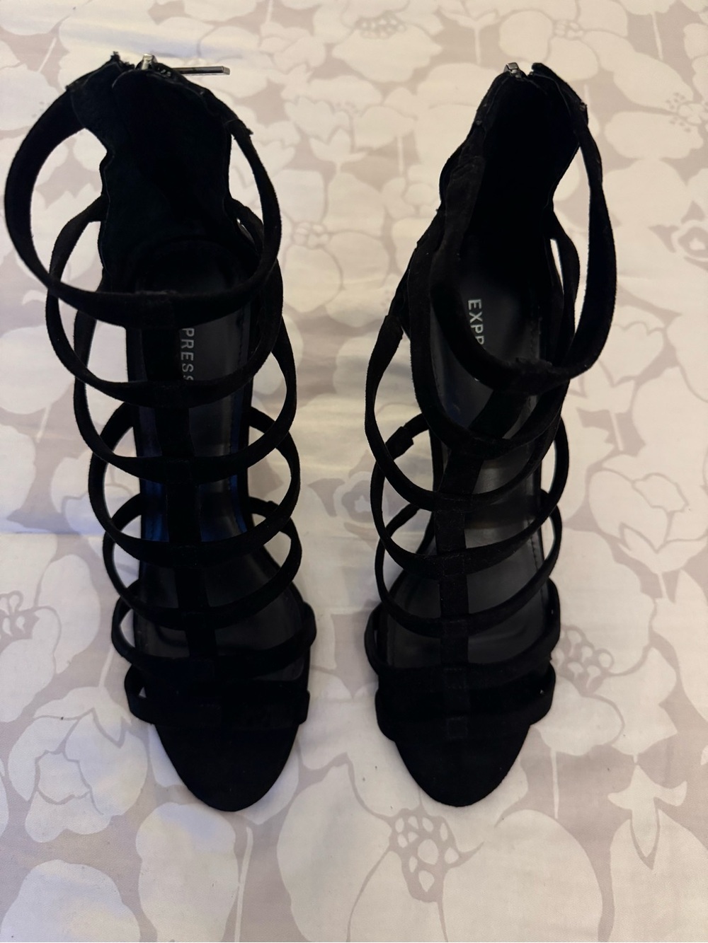 Express Black Strappy Cage High Heel Sandals